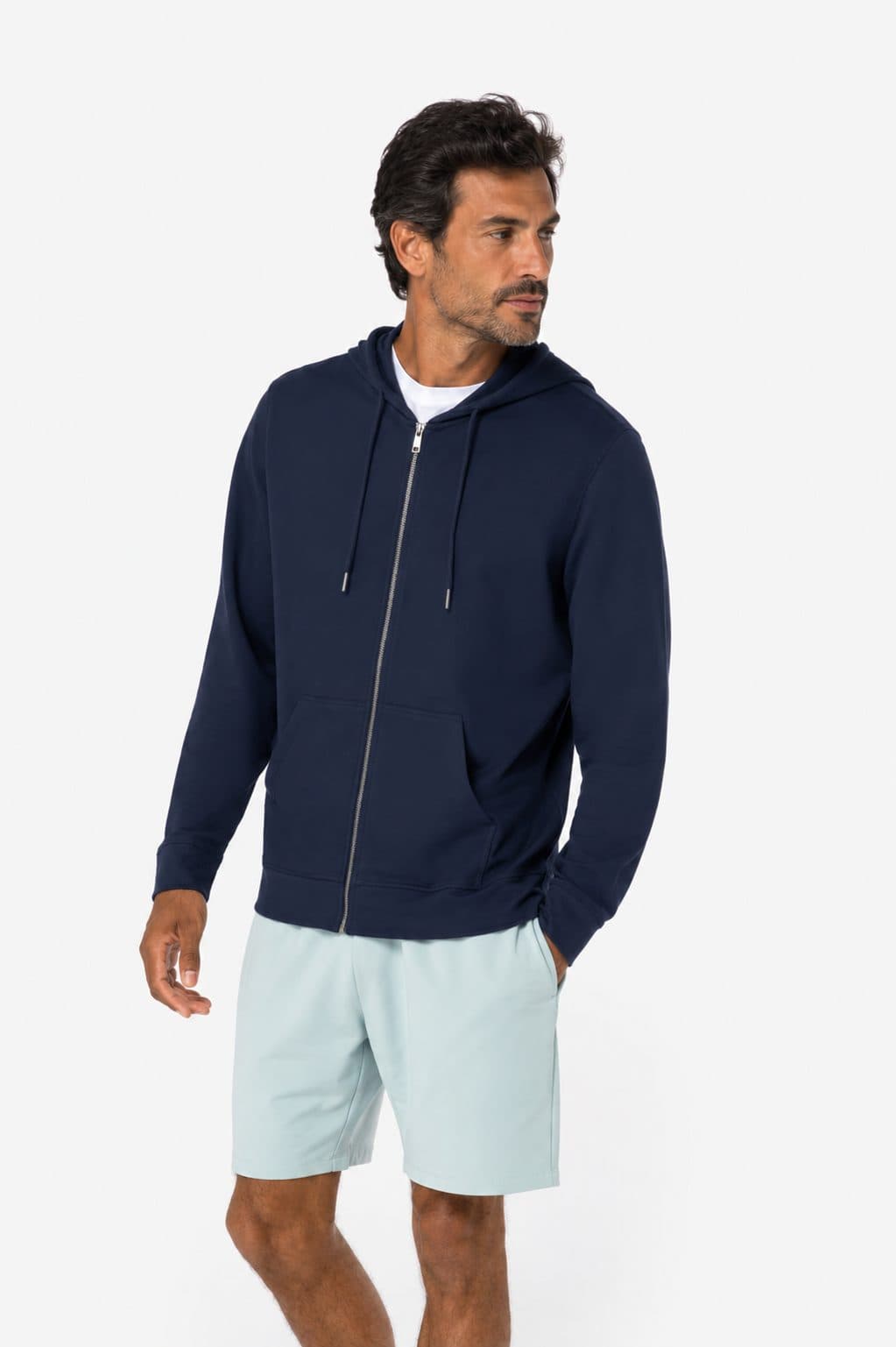 Felpa con zip e cappuccio Tencel-cotone biologico