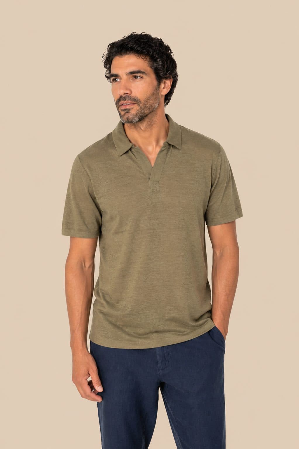 Polo uomo manica corta AlgoNatural in 100% lino 190g