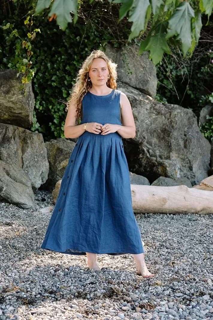Michaela Sleeveless Linen Midi Dress
