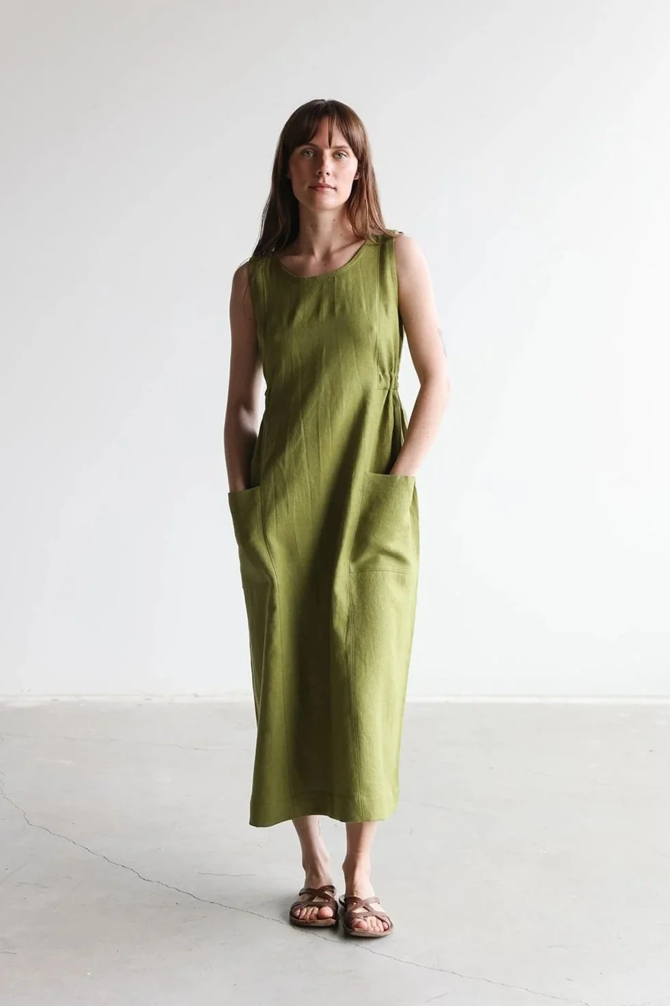 Roz Sleeveless Linen Midi Dress