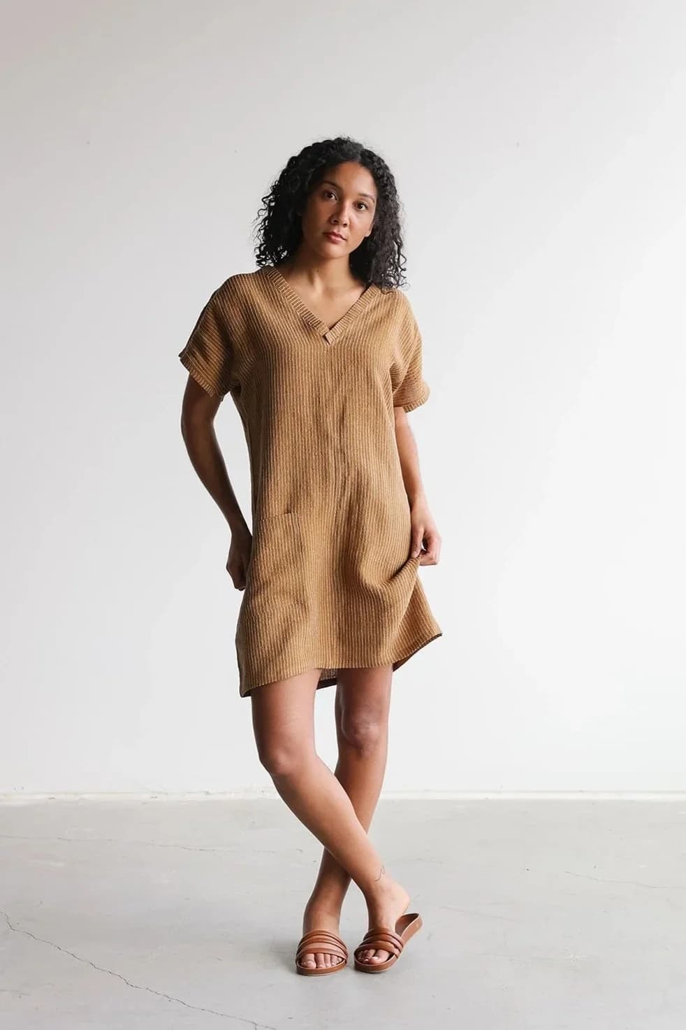 Hayley Short-Sleeve Linen Dress