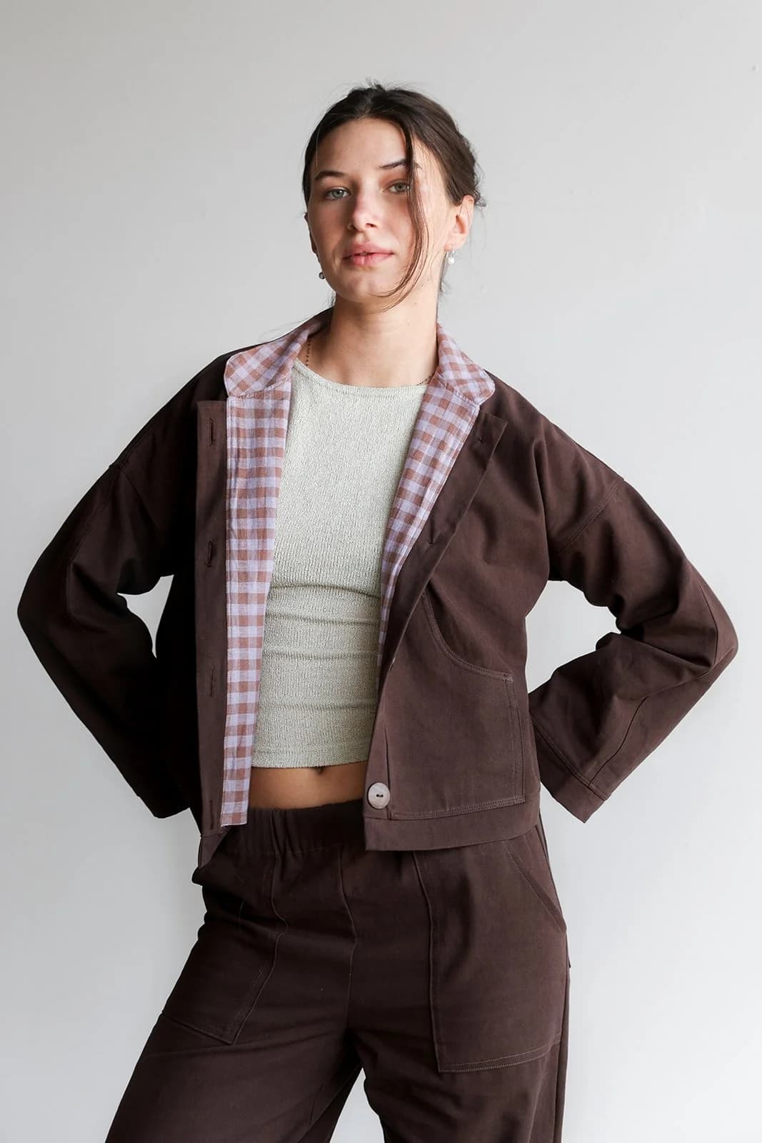 Eden Cropped Canvas Linen Jacket - Double Layer